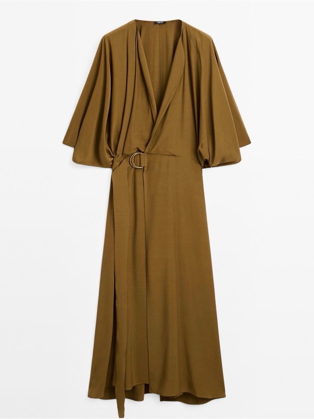 🔮Massimo Dutti Olive Green Wrap Dress with side buckle detail size Medium